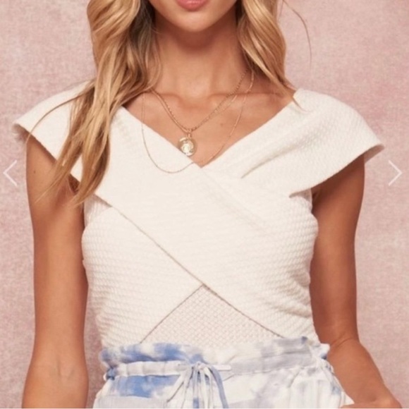 Promesa Tops - NEW White Pique Textured Bodysuit